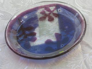 Andreas Meyer Handmade Fused Glass Dish Serving Plate Purple Artist 