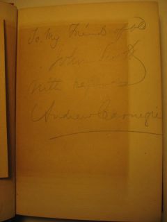 1886 First Edition Inscribed by Andrew Carnegie