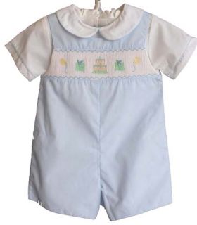 Petit Ami Baby Boys Smocked Birthday Shortall 2 Piece Outfit Clothes 