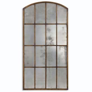 Huge Metal 16 Panel Amiel Arch Wall Leaner Floor Arch Mirror Maple 