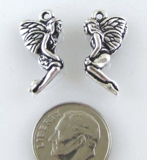 TierraCast Pewter Charms Antique Silver Leaf Fairy 2
