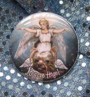 Yorkie Rescue Angel Dog Pin Humane Society Badge Button