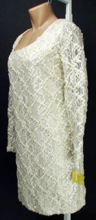 Genuine Andre Van Pier Ivory Lace Cocktail Dress 10