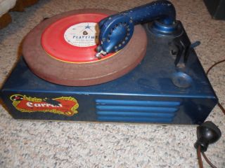 Carron 1952 Record Player Phonograph Blue Model 1000 Works