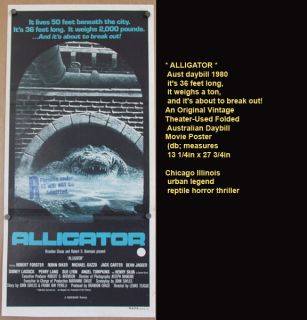 Original Alligator 1980 Movie Poster Horror Thriller Chicago Illinois 