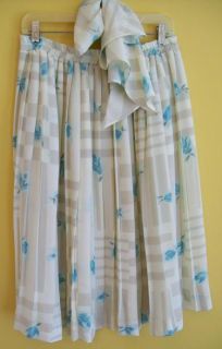 Vtg 70s Andrea Gayle Pleated Skirt Scarf L Large Floral Polyester U s 