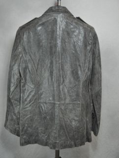 ANDRES VELASCO Leather Jacket Crackled Zip Front Charcoal Gray EUC $ 