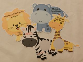 Unique Personalized Jungle Animal Baby Shower Party Favor Scratch Off 