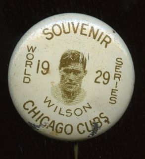 RARE 1929 Hank Wilson Chicago Cubs Baseball World Series Pinback 