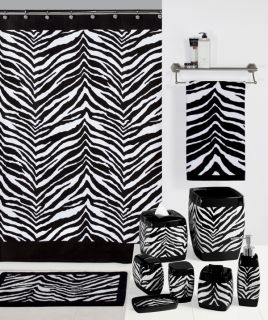Safari Black White Zebra Print Bath Accessories Bathroom Collection 