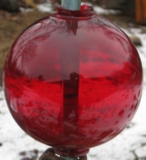 Vintage Original Ruby Red Lightning Rod Glass Ball from Family Farm 