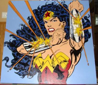 Original Steve Kaufman Wonder Woman Pop Art Painting Andy Warhol 5X5 