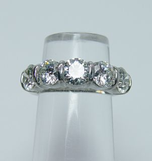 Vintage 2.52ct Large Diamond 5 stone Anniversary Ring Platinum 18K 