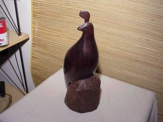 Vintage Carved Wood Partridge Bird Sculpture African