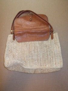 Annabel Ingall Australia Raffia Handmade Straw Leather Handbag Tote 
