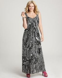 Anna Scholz New Black White Printed Pleated Maxi Cocktail Dress Plus 
