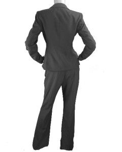 Retail $280 Anne Klein Black Long Sleeve Stretch Jacket Pant Suit Size 