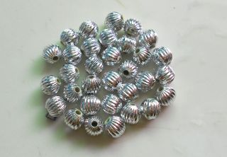 200 Pcs Silver Acrylic Spacer Loose Beads Charms Findings Accessories 