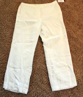 NWT Womens Plus Jennifer Moore White Linen Pants Slacks~ Wide Leg Size 
