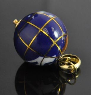 Estate Vintage Michael Anthony 14K Gold Enamel Globe Earth 3D Charm 