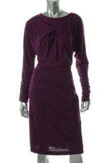 Anne Klein Purple Ruched Long Sleeves Cocktail Evening Dress L BHFO 
