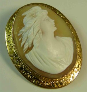 Antique 9ct Gold English Shell Cameo Brooch 7 7 Grams