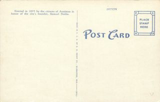 Anniston Alabama Al 1940s Samuel Noble Monument Vintage Linen Postcard 