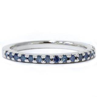 30ct Blue Diamond Wedding Anniversary Band Ring Pave Stackable 14k 