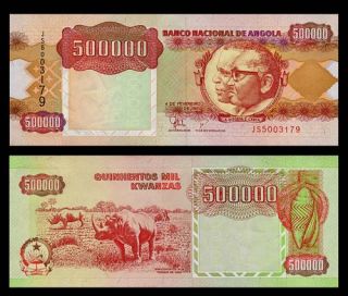 500 000 Kwanza Banknote of Angola 1991 Santos and Neto Pick 134 Crisp 