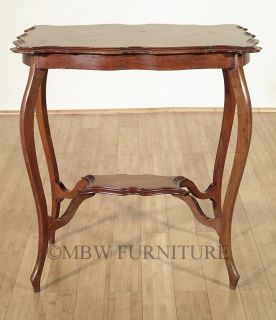 Antique English Mahogany Edwardian End Side Table w Shelf c1910 P38 