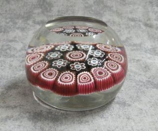 Vintage Murano Red Millefiori Art Glass Paperweight