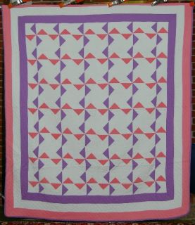 Nicely Quilted 30s Pinwheels Pastel Antique Quilt