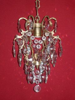 Antique Crystal Chandelier Lamp Lighting Cast Brass