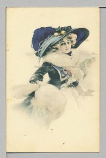 Hand Colored Postcard Shilbach Woman Ice Skates Vintage