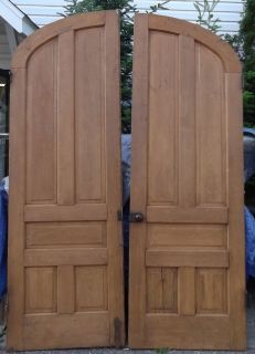 Pair Antique 1890s Pine Arched Victorian French Interior Doors 