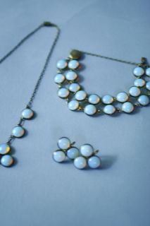 antique deco moonstone opal jewelry set