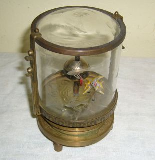   Etched Cut Glass Annular Clock with Animated Mechanical Fish