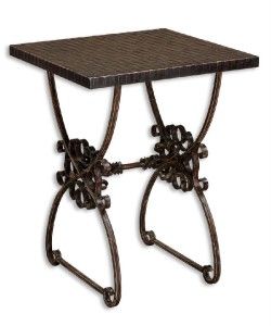 Uttermost Anissa Accent Table Hand Forged Hammered Metal Bronze Patina 