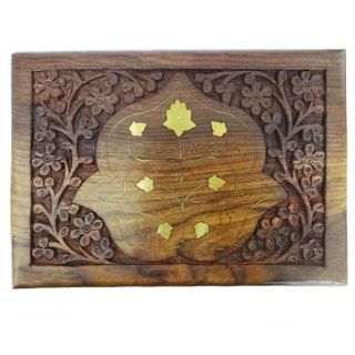 Antique Vintage Style Small Wooden Jewelry Box Decorative Storage 