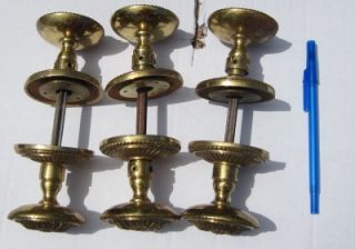 Vintage Brass Sunflower Victorian Door Knob Assembly Lot of 3 Qty Aval 