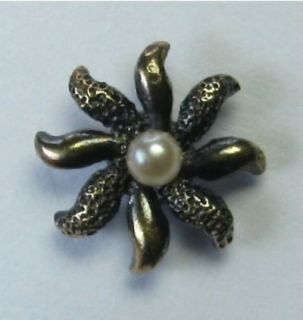   Antique Victorian 10K Gold Sunburst or Flower Seed Pearl Stick Pin