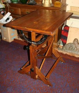 Antique Drafting Table School Desk Tilting Table