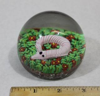 Antique Handmade Glass Paperweight Snake or Worm w Goldstone NR