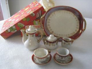 Vintage Japan Porcelain Ceramic Toy Tea Set in Original Box