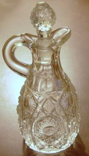 Beautiful Vintage Glass Oil & Vinegar Cruet/Decanter with Ground Glass 