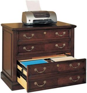 Piece Traditional Dark Cherry Executive Office Desk File Cabinet 