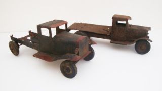 Antique Pressed Steel 1930s Toy Trucks Metalcraft Wyandotte 2 Old Toy 