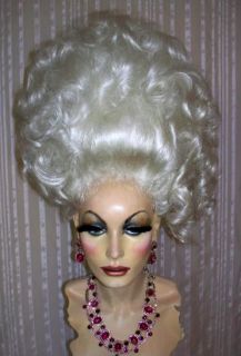   Big Tall Up do White Silver French TWST Curls Marie Antoinette