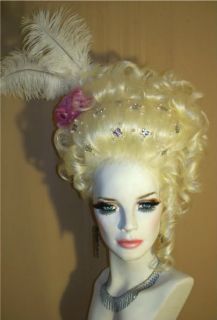   Up do White Blonde Beaded Crystals Marie Antoinette Style Curls