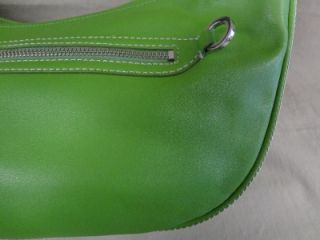 Antonio Melani Lime Green Leather Zippered Leather Hobo Handbag Purse 